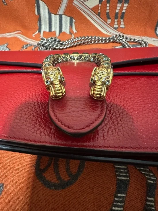 GUCCI ❤️🌟DIONYSUS TWO TONE HARDWARE FLAP BAG W/ CRYSTALS JEWELED TIGER HEAD ⭐️ - Picture 8 of 15